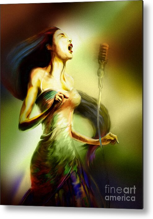 Jazz Art Metal Print featuring the painting Lady Sings the Blues by Mike Massengale