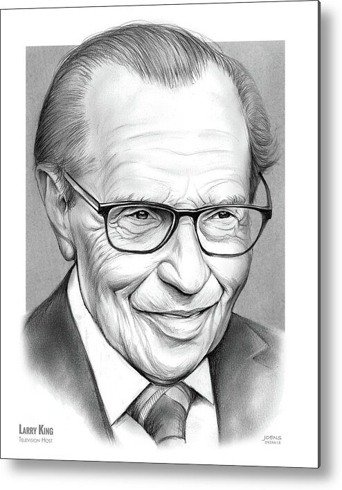 Larry King Metal Print featuring the drawing Larry King by Greg Joens