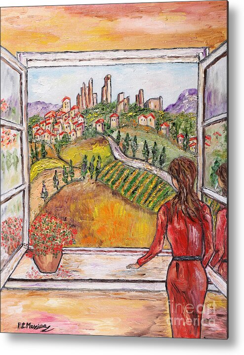 Oil Painting Metal Print featuring the painting L'attesa by Loredana Messina