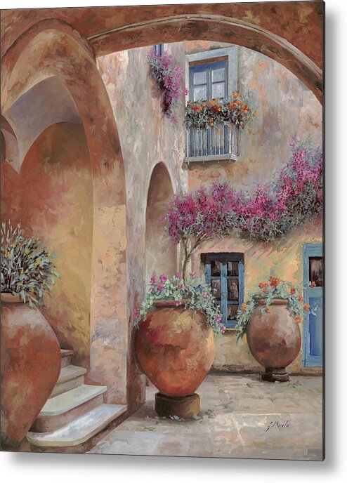Arcade Metal Print featuring the painting Le Arcate In Cortile by Guido Borelli