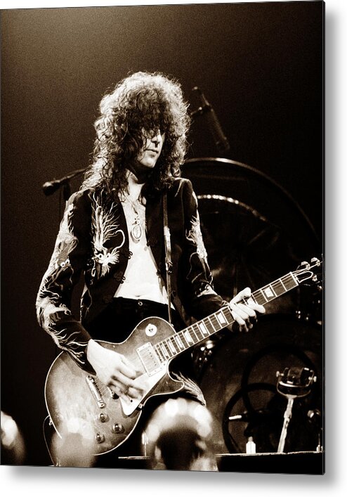 Jimmy Page Metal Print featuring the photograph Led Zeppelin - Jimmy Page 1975 #1 by Chris Walter