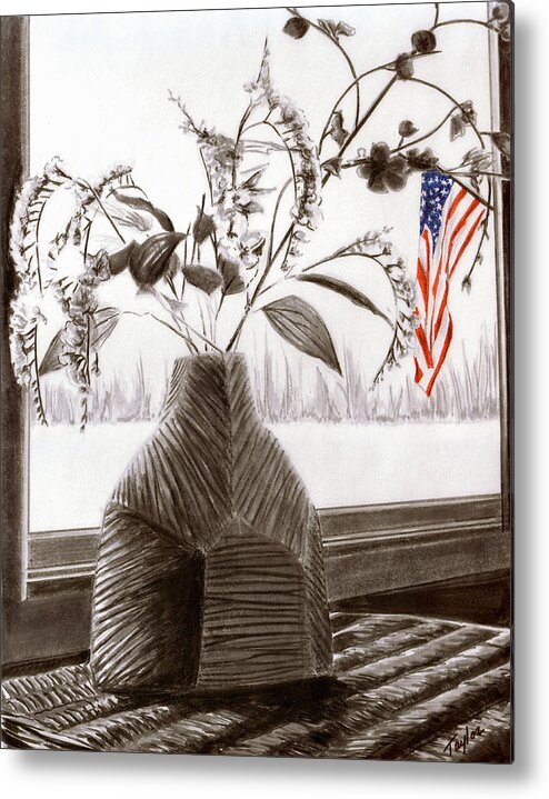 Patriotic Metal Print featuring the drawing Lincoln Ave by Laura Taylor