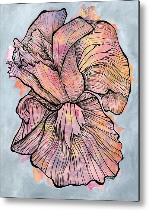 Flower Metal Print featuring the painting Lines and Layers by Darcy Lee Saxton