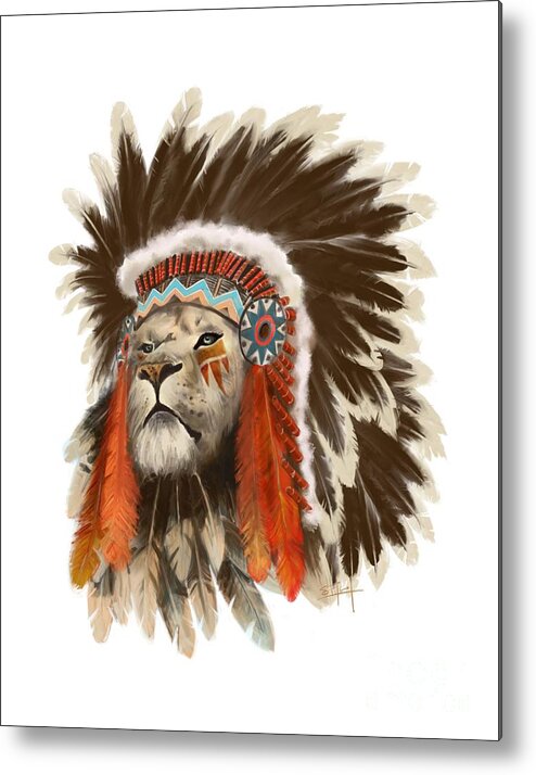 Lion Metal Print featuring the painting Lion Chief by Sassan Filsoof