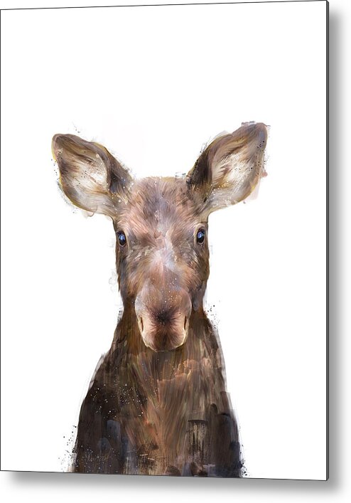 Moose Metal Print featuring the painting Little Moose by Amy Hamilton