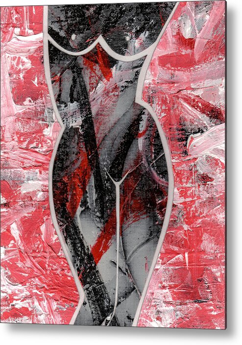 Nude Metal Print featuring the painting Lively by Roseanne Jones