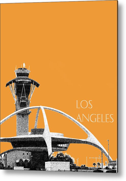 Architecture Metal Print featuring the digital art Los Angeles Skyline LAX Spider - Orange by DB Artist
