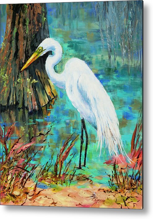 Louisiana Male Egret Metal Print featuring the painting Louisiana Male Egret by Dianne Parks