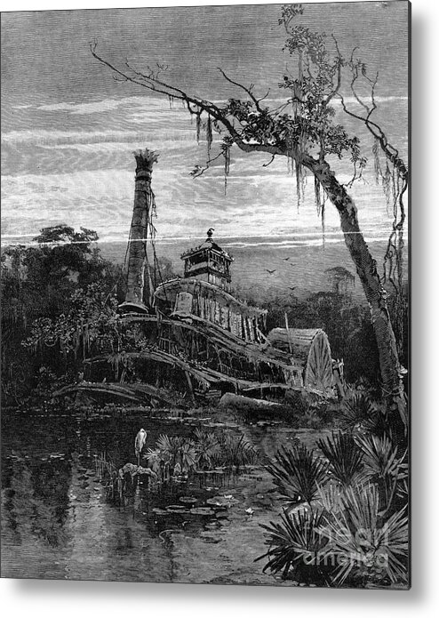 1888 Metal Print featuring the photograph Louisiana - Steamboat Wreck by Granger