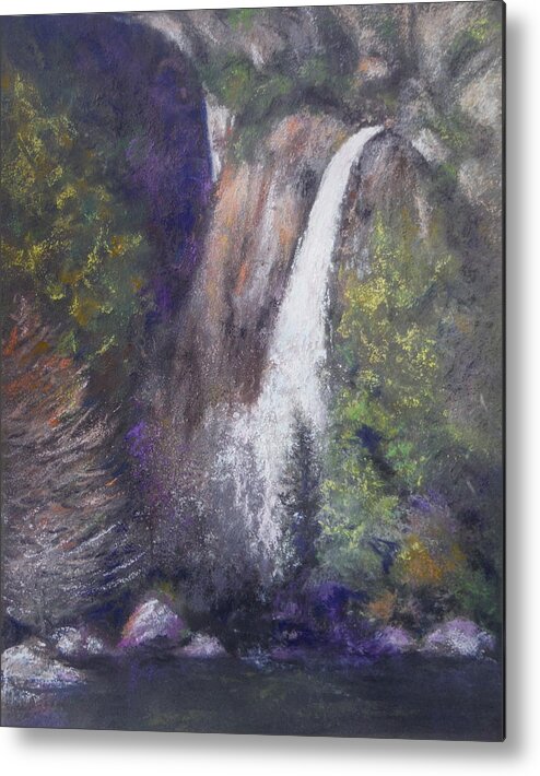 Yosemite Metal Print featuring the pastel Lower Yosemite Falls by Sandra Lee Scott
