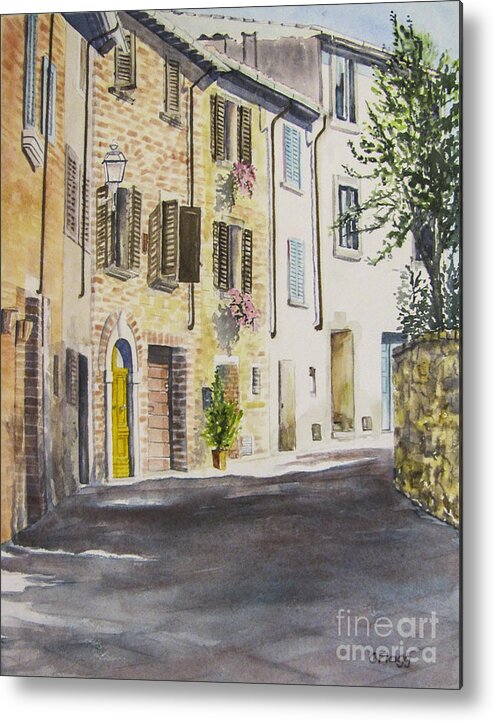 Lucignano Metal Print featuring the painting Lucignano, Italy by Carol Flagg