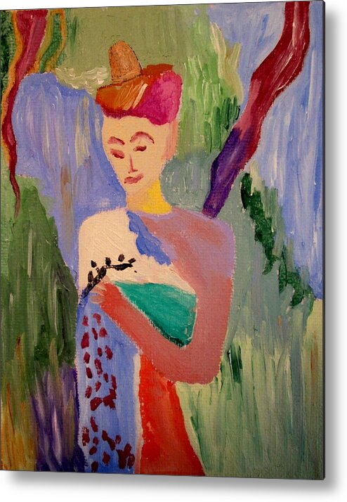Woman Metal Print featuring the painting Madeline by Bill OConnor