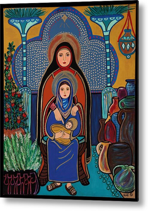 Saint Anne Metal Print featuring the painting Madonna and Infant with Saint Anne by Susie Grossman