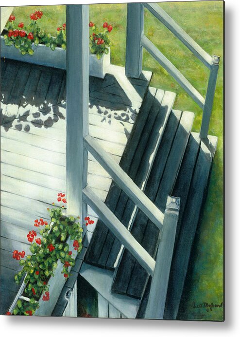 Vintage Maine Resort Metal Print featuring the painting Maine Porches Number Three by Leo Malboeuf