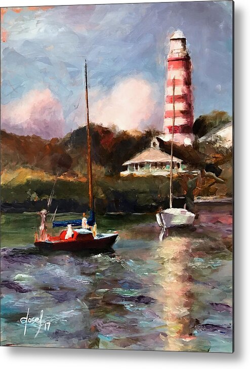 Hope Town Metal Print featuring the painting Mara Sails Hope Town by Josef Kelly