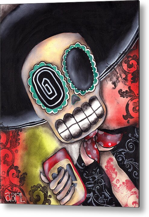 Mariachi Metal Print featuring the painting Martin Mariachi by Abril Andrade
