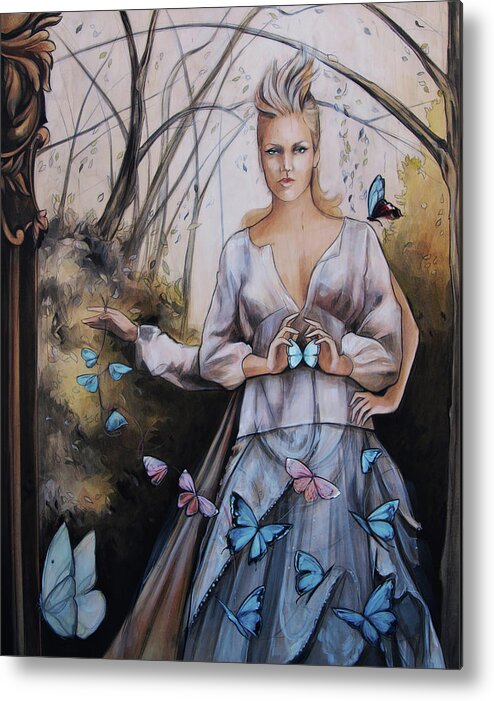 Butterflies Metal Print featuring the painting Matron of Metamorphisis by Jacqueline Hudson