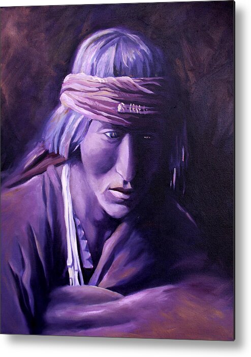 Native American Metal Print featuring the painting Medicine Man by Nancy Griswold