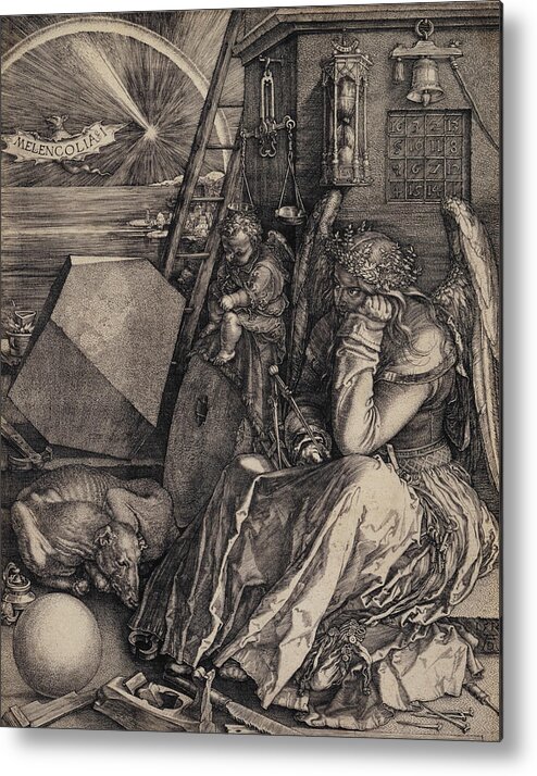Albrecht Durer Metal Print featuring the relief Melancolia I by Albrecht Durer