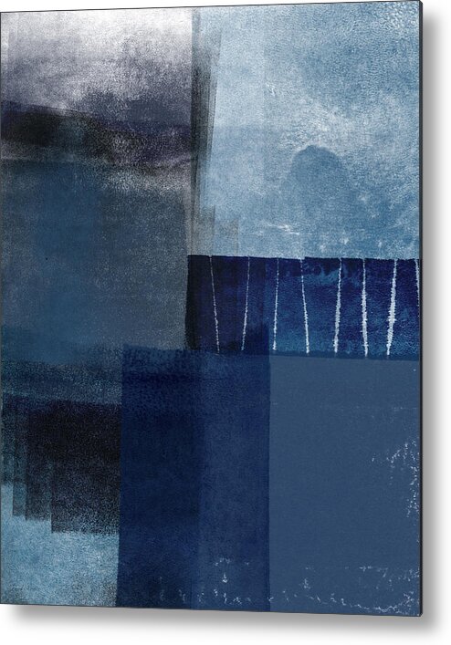 Blue Metal Print featuring the mixed media Mestro 1- Abstract Art by Linda Woods by Linda Woods