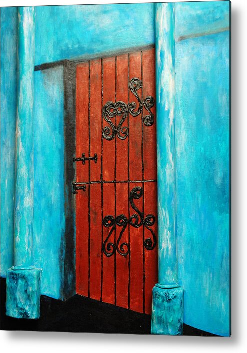 Door Metal Print featuring the painting Mexican Turquoise by Robert Handler