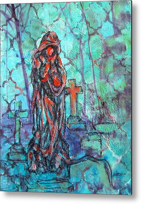 Statue Metal Print featuring the painting Midnight in the Garden of Good and Evil by Barbara O'Toole