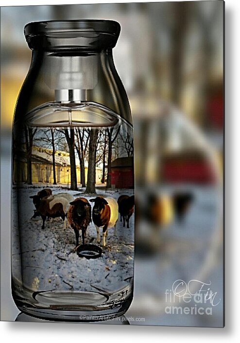 Milk Jar Metal Print featuring the painting Milk Jar Reflecton by PainterArtist FIN