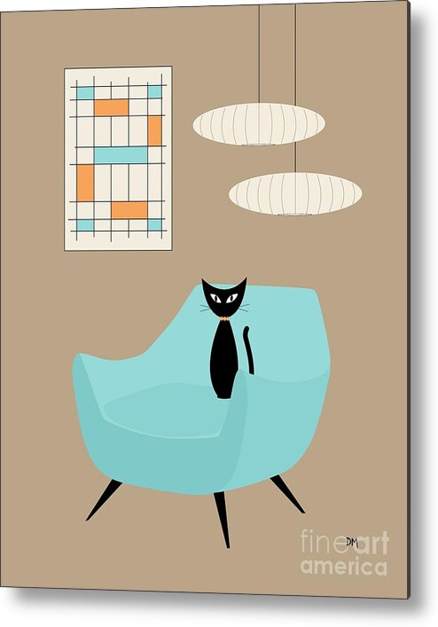 Mid Century Modern Metal Print featuring the digital art Mini Abstract with Blue Chair by Donna Mibus