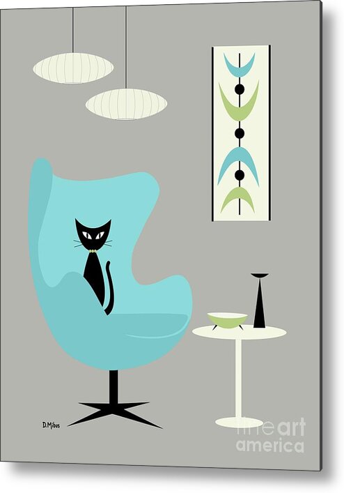 Mid Century Modern Metal Print featuring the digital art Mini Mobile Turquoise and Green by Donna Mibus