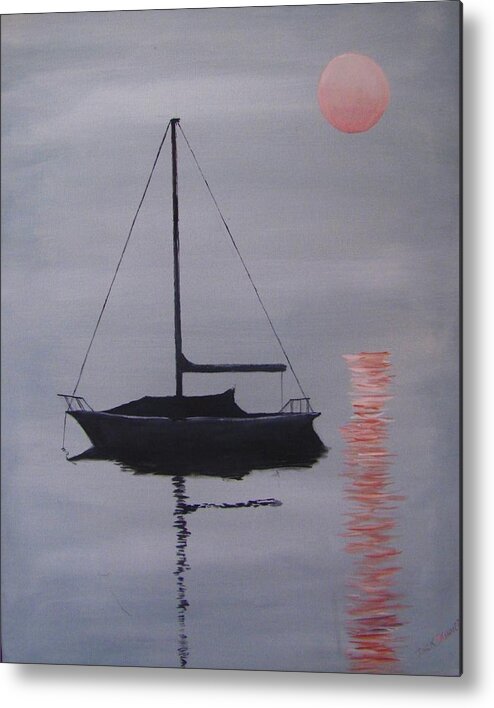 Boat Metal Print featuring the painting Misty Morning Mooring by Jack Skinner