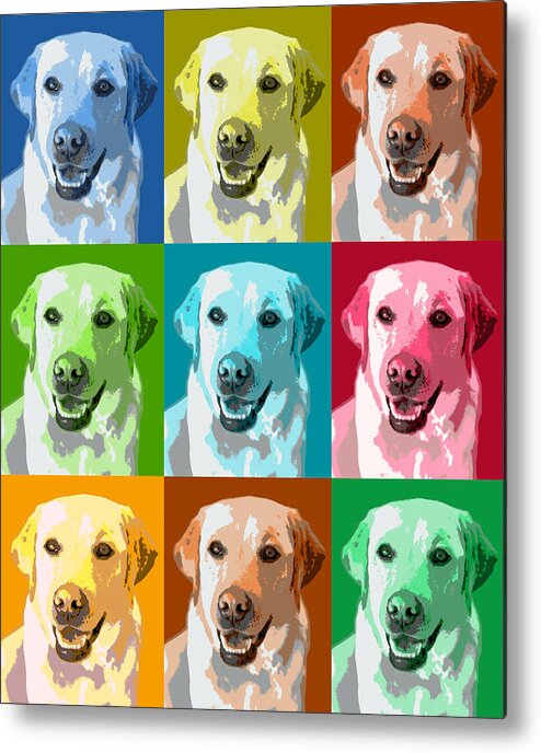 Americana Metal Print featuring the photograph Golden Labrador Warhol by Marilyn Hunt