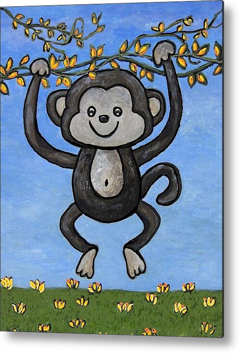 Monkey Metal Print featuring the painting Monkey for Elli by Suzanne Theis