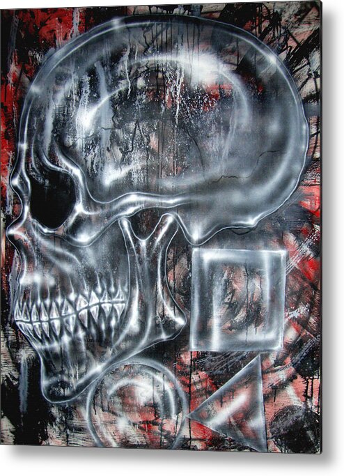 Skull Metal Print featuring the painting Monkey Man Does Math by Leigh Odom