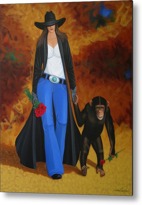 Monkey Metal Print featuring the painting Monkeys Best Friend by Lance Headlee