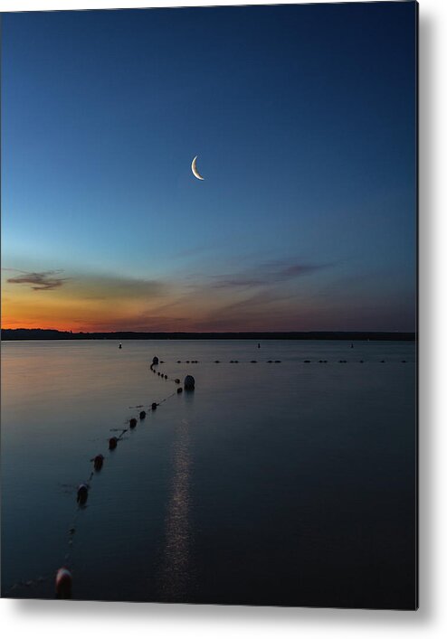 Moon Metal Print featuring the photograph Moon over Cayuga by Rod Best