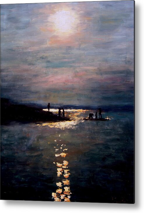 Sunset Metal Print featuring the painting Moonlight by Ashlee Trcka