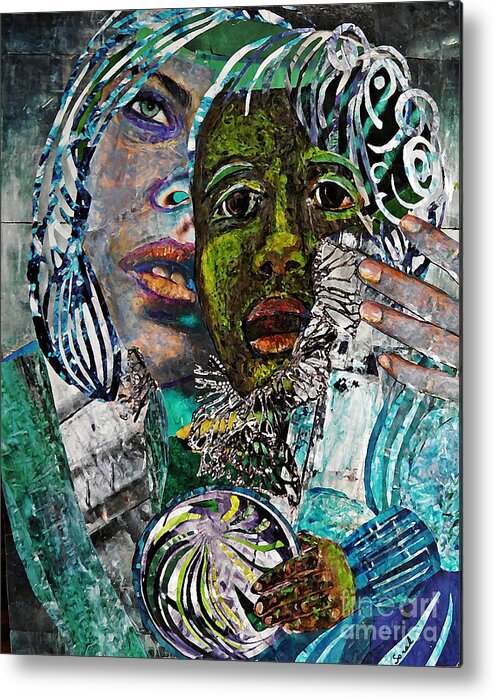 Mother And Child Metal Print featuring the mixed media Mother and Child by Sarah Loft