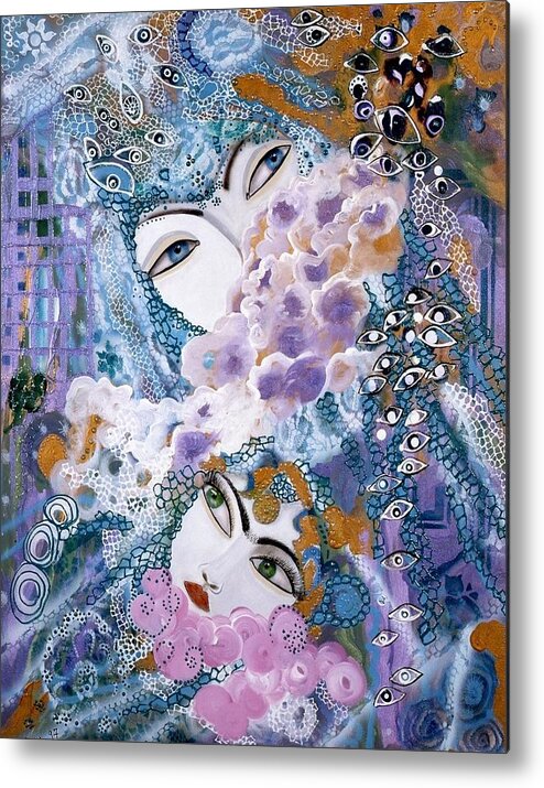 Mother Metal Print featuring the painting Mother and daughter by Sima Amid Wewetzer