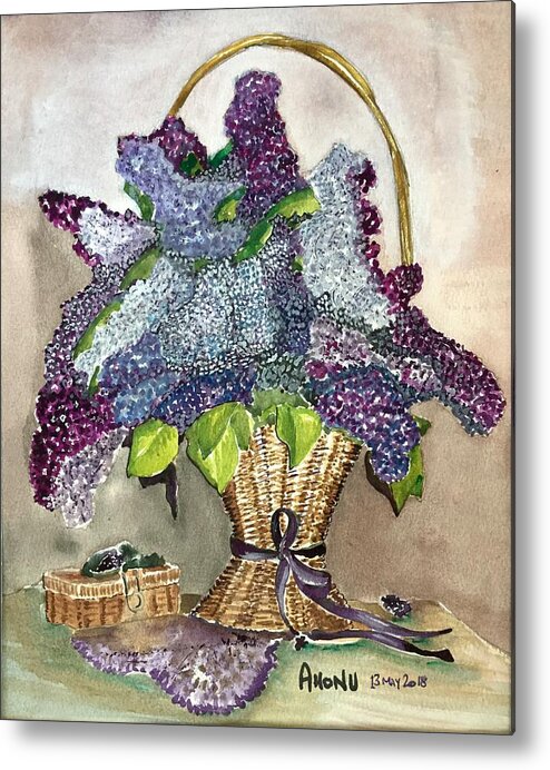 Lilac Metal Print featuring the painting Mothers Day Lilacs by AHONU Aingeal Rose
