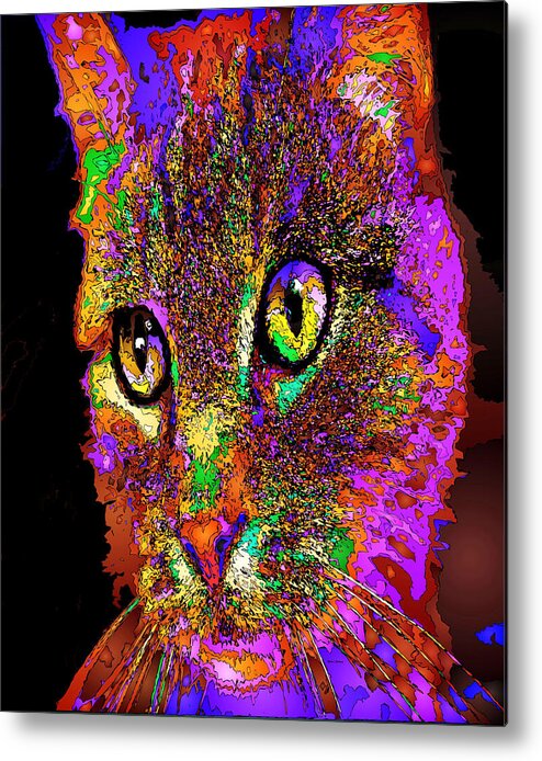 Cat Metal Print featuring the digital art Muffin the Cat. Pet Series by Rafael Salazar