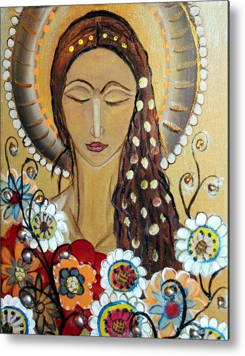 Art Metal Print featuring the painting My Angel Modern Icon by Luiza Vizoli