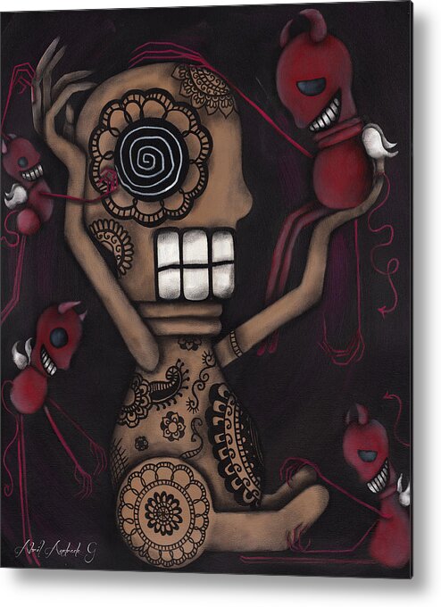 Day Of The Dead Metal Print featuring the painting My Conscience by Abril Andrade
