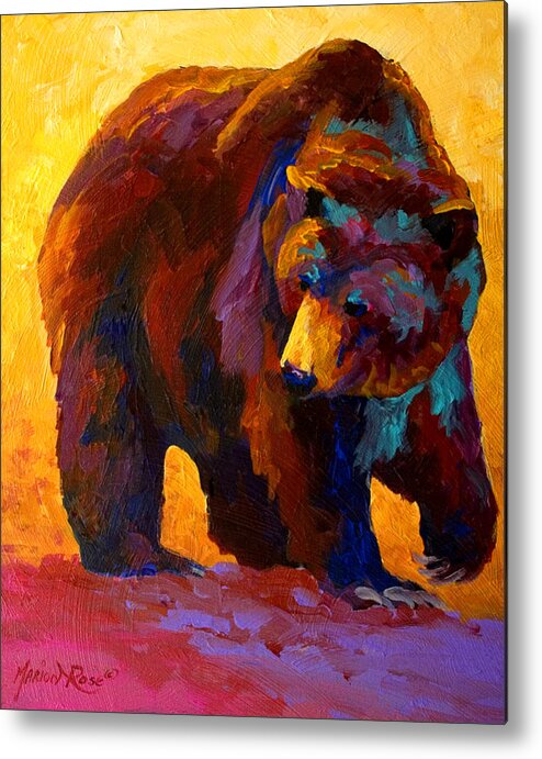 Bear Metal Print featuring the painting My Fish - Grizzly Bear by Marion Rose