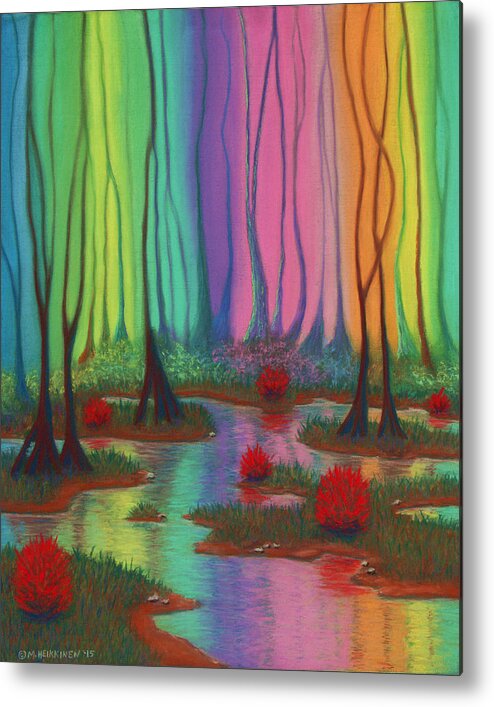 Mystic Metal Print featuring the pastel Mystic Marsh 01 Panel A by Michael Heikkinen