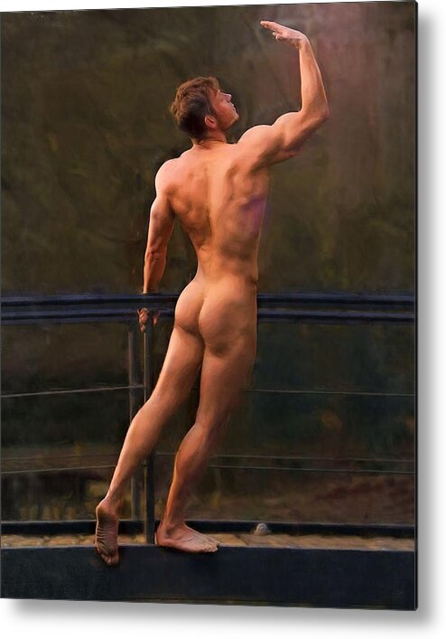 Troy Caperton Metal Print featuring the painting Naked on a Rail by Troy Caperton