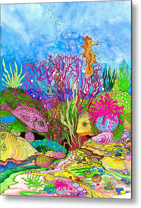 Adria Trail Metal Print featuring the painting Neon Sea by Adria Trail