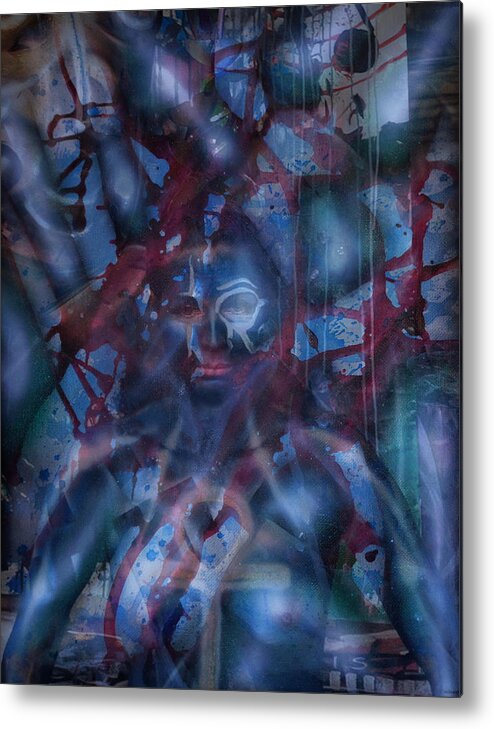 Abstract Metal Print featuring the painting New Metamorphosis by Leigh Odom