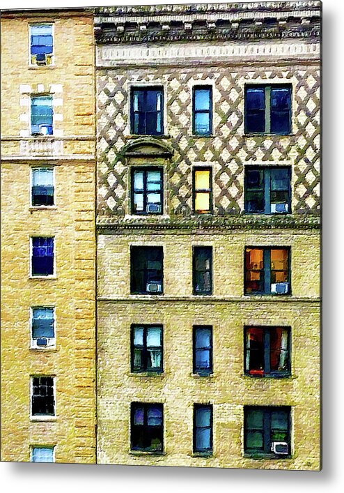 Manhattan Buildings Metal Print featuring the painting New York City Apartment Building by Tony Rubino