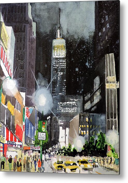 New York Metal Print featuring the painting New York Night by Tom Riggs