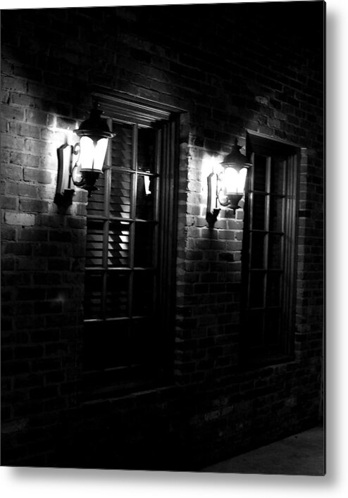 Black And White Metal Print featuring the photograph Night Time by Maggy Marsh